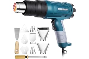 XPEOO Heat Gun Kit 2000W with Dual-Temperature 5 Nozzles,Hot Air Gun 122ᵒF-1022ᵒF Heating in Seconds for DIY Shrink PVC Tubing/Wrapping/Crafts,Stripping Paint (2000W 2 Gears Temp Setting)