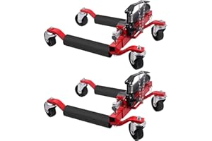 2-Pack Hydraulic Wheel Dollies 3000LB Each 6000LB Total Capacity with Foot Pedal Lift for 12 Inch Tires Swivel Casters Auto R