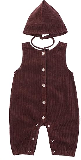 Amazon Co Jp F S Maumu コーデュロイ ベビー サロペット オーバーオール 前開き 男の子 女の子 ベビー服 赤ちゃん キッズ ズボン お揃い 紐付き ボンネット セット 韓国 子供服 服 ファッション小物
