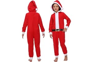 Rabtero Kids Santa Claus Costume, Girls Christmas Onesie Pajamas, Halloween/Christmas/Carnival Party Cosplay Costume