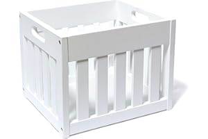 Lipper International Wooden Storage Crate, white 14" x 12 1/2" x 11"