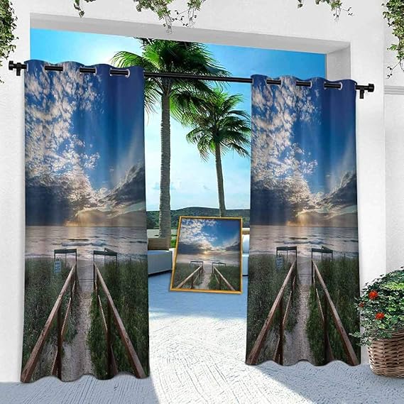 YUAZHOQI Cortinas impermeables para exteriores, entrada a la playa con