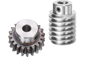 uxcell #45 Steel Worm Gear Set 20T 1.5 Module 20:1 Reduction Rate, Right Rotation Drive Gear Box Wheel Reduce Transmission Part (Gear-8mm Bore 33 mm OD, Rod 10mm Bore)
