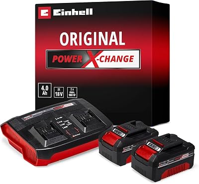 Einhell 18V 2x4.0Ah PXC Starter Kit Twin Battery Charger Set