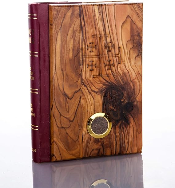 Jerusalem Olive Wood English Bible from Bethlehem with Holy