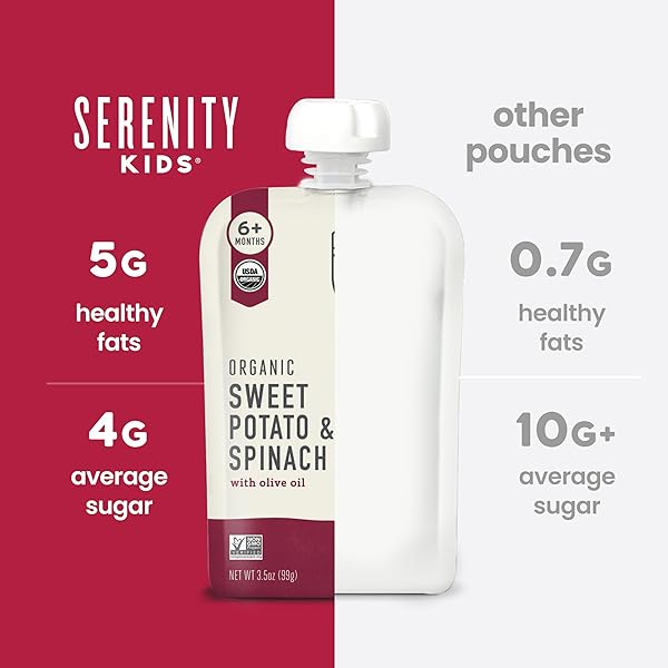 SERENITY KIDS, BABY FOOD SWEET POTATO SPINACH ORGANIC, 3.5 OUNCE