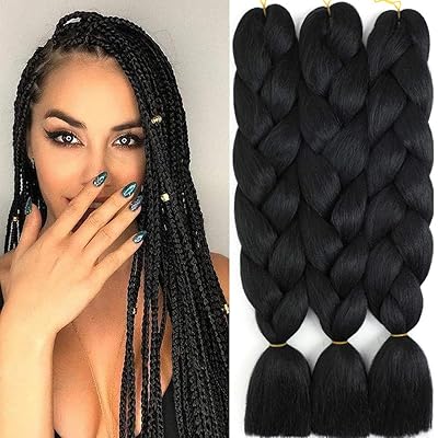 Buy Black Braiding Hair Extensions Synthetic Hair For Braiding Jumbo Braiding Hair Box Braiding Hair Braiding Hair Black Braid In Hair 3pack Black 1 Online In Germany B08b3sjl6p