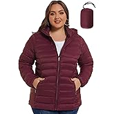 ANOTHER CHOICE Plus Size Packable Puffer Coat for Women, Light Weight Winter Jacket with Hood
