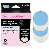 Bamboobies Soft Reusable Overnight Nursing Pads for Breastfeeding, 4 Count | Thicker overnight core absorbs heavy leaks while you sleep, in ultra soft velour. Washable and reusable day or night.
