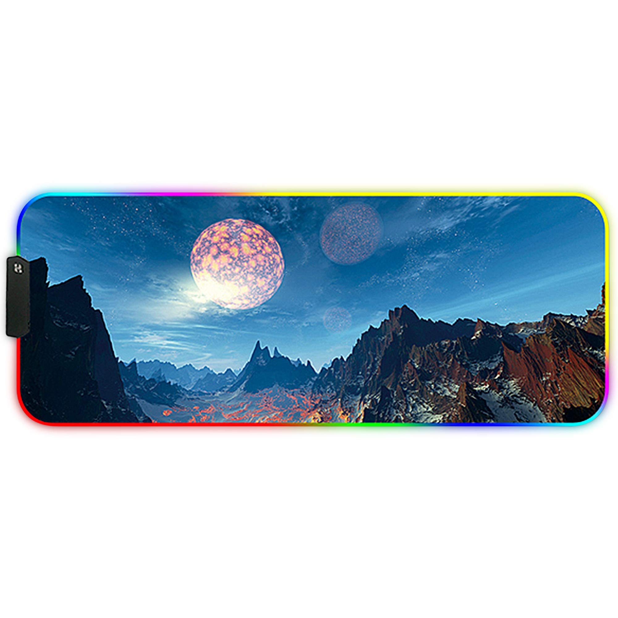 DORRISO RGB Gaming Mouse Pads Large XL 800x300x3 mm Led Mousepad Anti-Slip Rubber Base Computer Keyboard Mice Mat for PC Laptop Desk Gaming Mouse Mats Mountain Peak