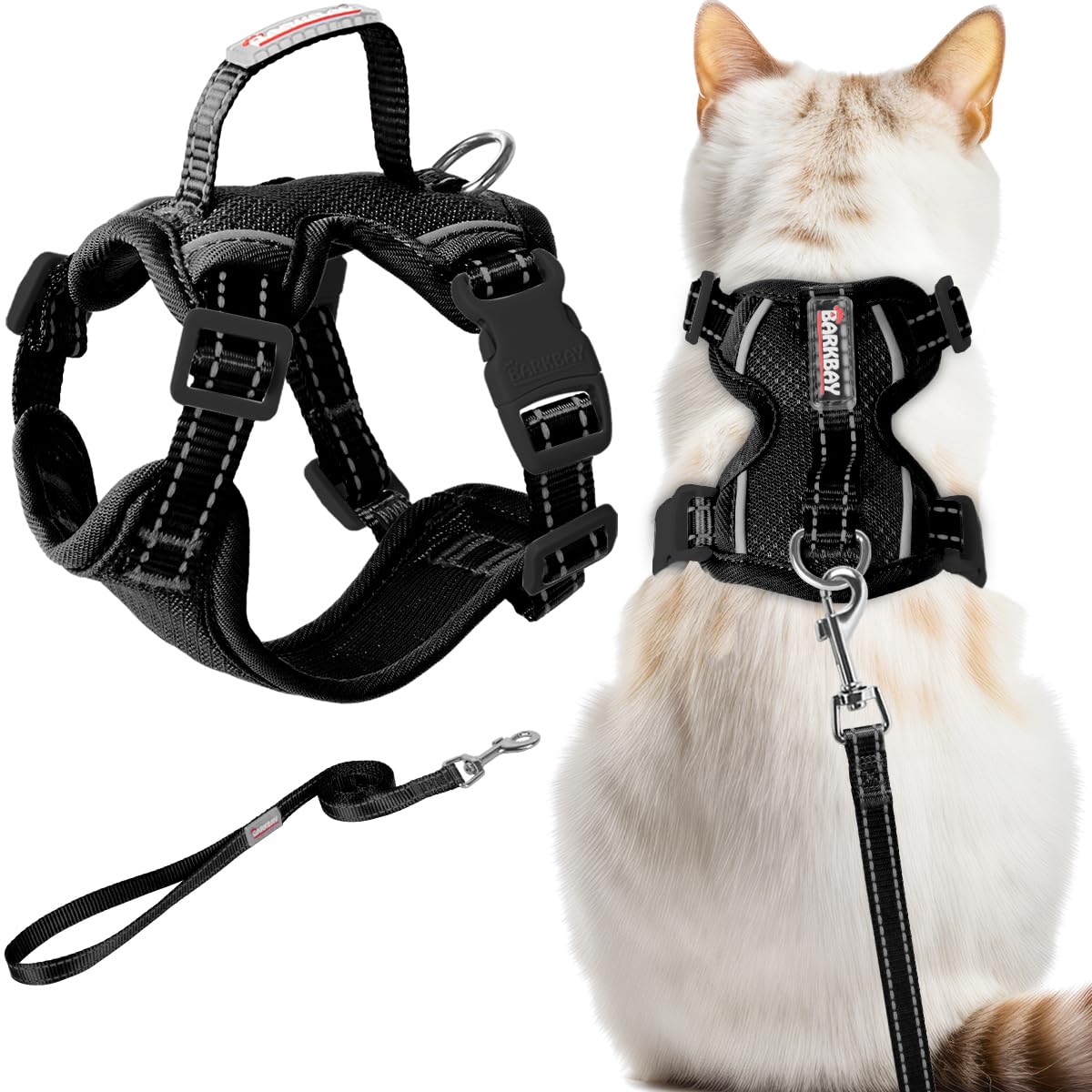 Photo 1 of Cat Harness and Leash Set Escape Proof for Kitten Walking, Soft Adjustable Top Handle Vest Harnesses for Cats, Easy Control Breathable Reflective Small Medium Large, Black, XS