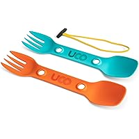 UCO Utility Spork 3-in-1 Combo Spoon-Fork-Knife Utensil, 2-Pack, Gold/Sky Blue