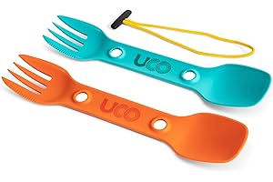 UCO Utility Spork 3-in-1 Combo Spoon-Fork-Knife Utensil, 2-Pack, Gold/Sky Blue