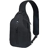 Monoki Sling-Bag Crossbody-Bag Women-Men Backpack-Daypack - Hiking Chest Travel with Water Bottle Pocket Adjustable Strap Multiple Layers Black