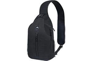Monoki Sling-Bag Crossbody-Bag Women-Men Backpack-Daypack - Hiking Chest Travel with Water Bottle Pocket Adjustable Strap Multiple Layers Black