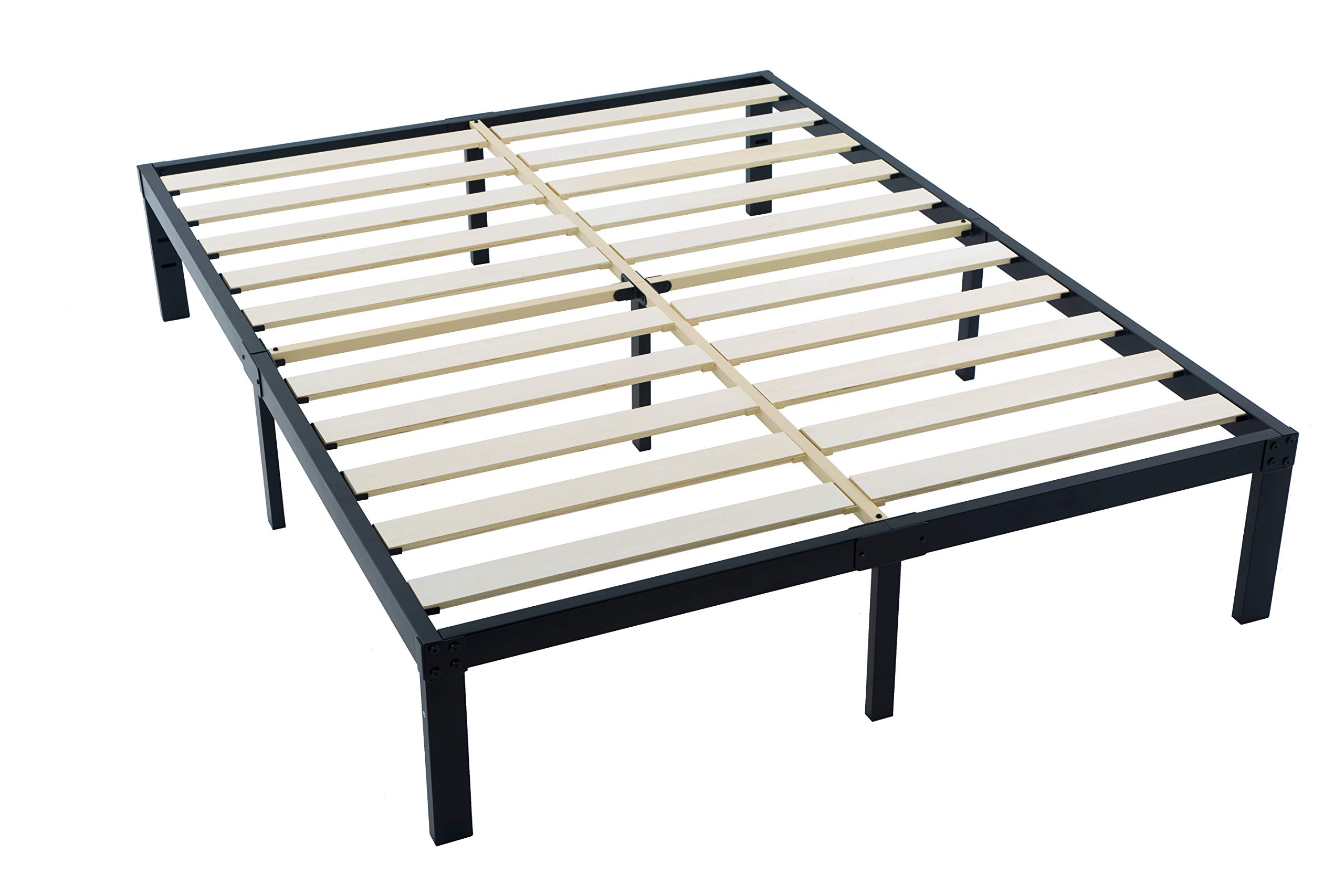 ZIYOO 3500lbs Heavy Duty, 14 Inch Wooden Slat, Reinforced Platform Bed Frame Strengthen Support Mattress Foundation, Easy Assembly, Quiet Noise Free,No Box Spring Needed,Integrated Structure, Cal King