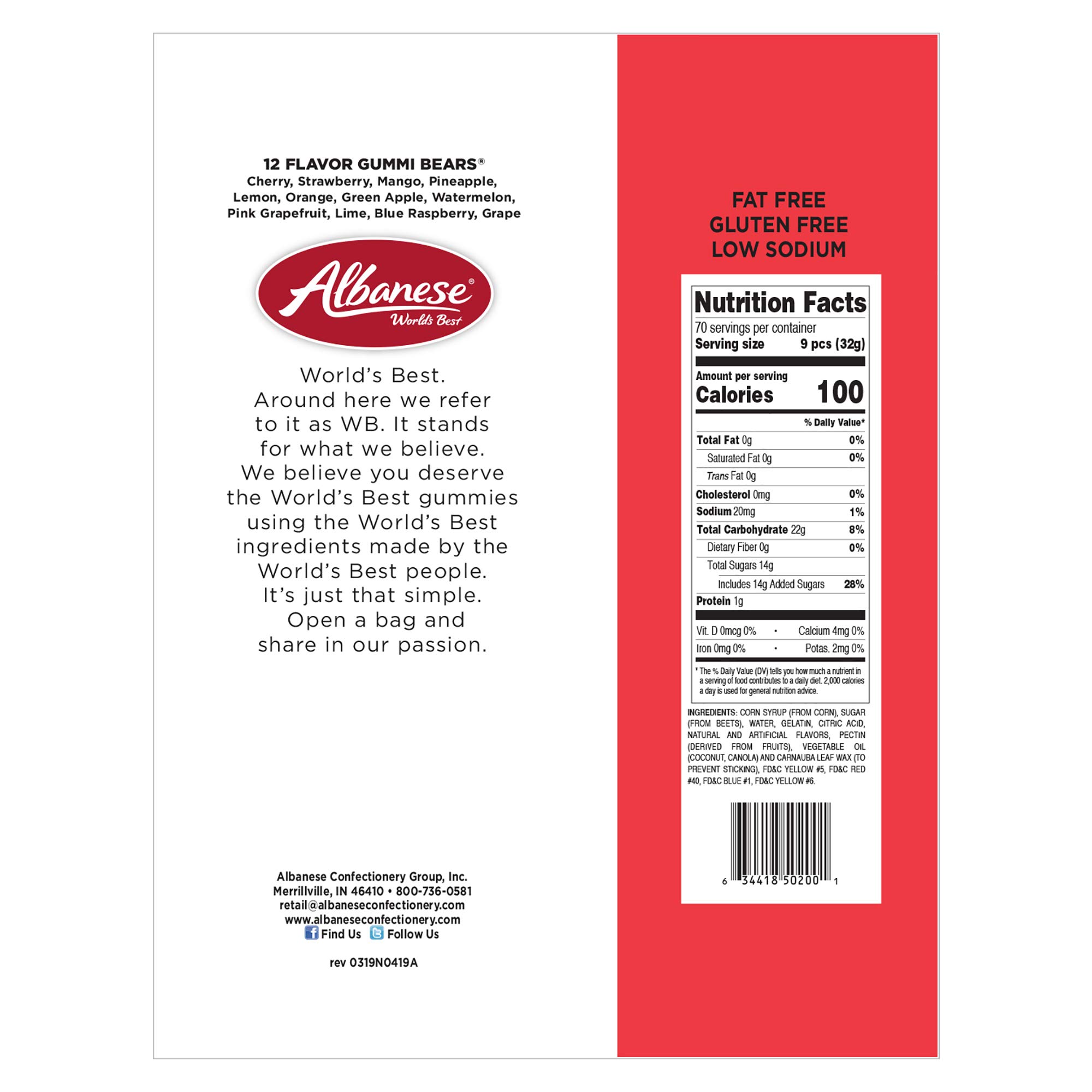 Albanese World's Best 12 Flavor Gummi Bears Buy Online in United Arab