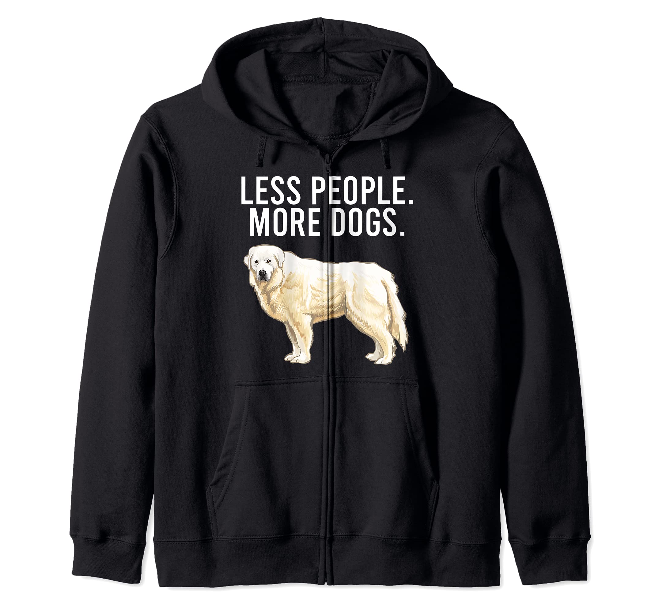 Less People More Dogs Great Pyrenee Funny Introvert Zip Hoodie