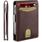 Zitahli Genuine Leather Wallet for Men 12 Card Slim Mens Wallets Bifold RFID Blocking with Money Clip &amp; ID Window Thin Minimalist Card Holder Wallet with Gift Box