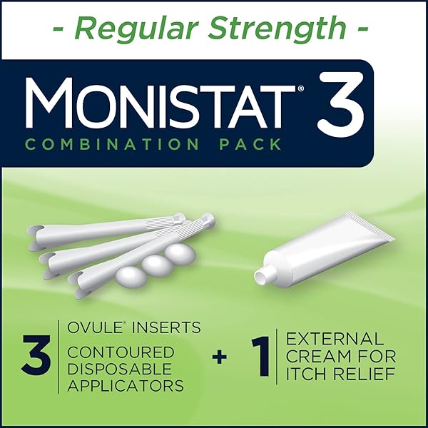 MONISTAT 3 DAY YEAST INFECTION TREATMENT FOR WOMEN, 3 MICONAZOLE OVULE INSERTS & EXTERNAL MONISTAT ANTI-ITCH CREAM BUNDLE