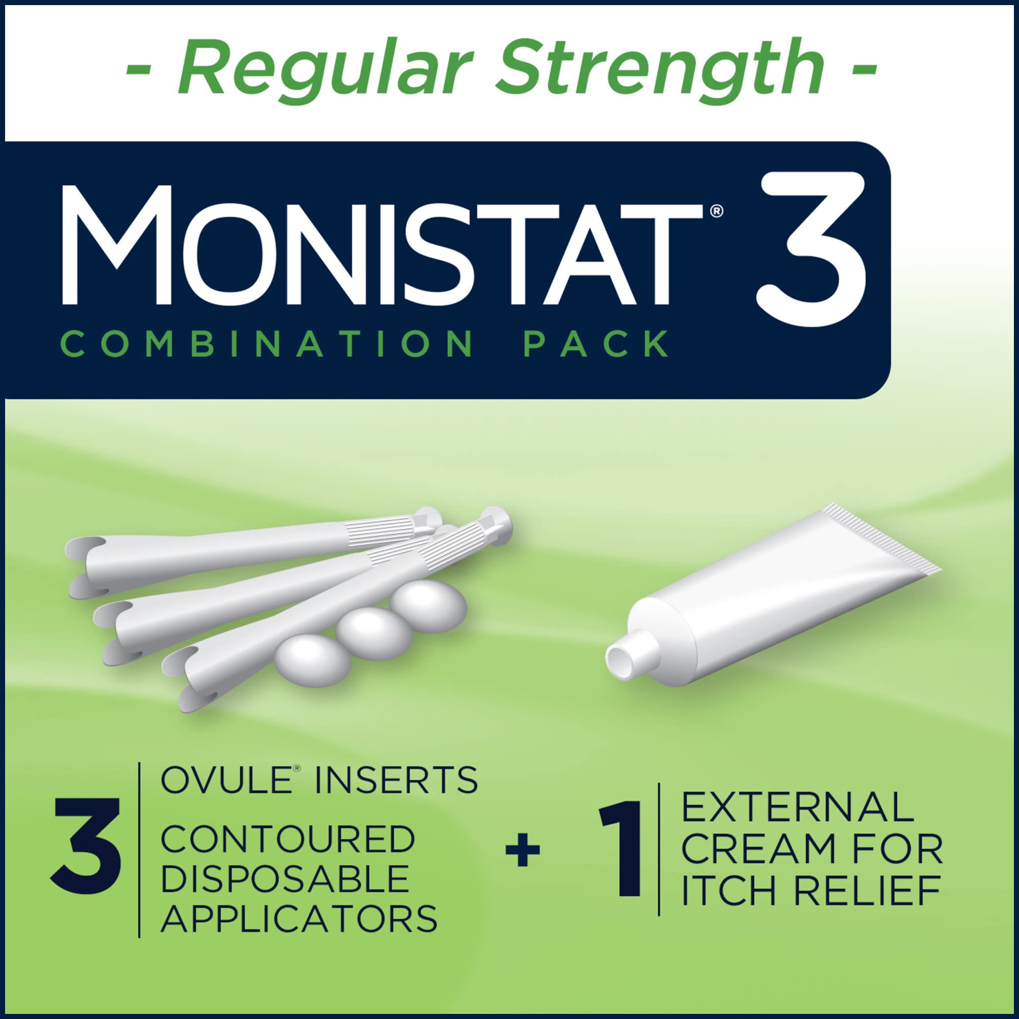 Monistat 3 Day Yeast Infection Treatment for Women, 3 Miconazole Ovule Inserts & External Monistat Anti-Itch Cream Bundle