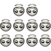 uxcell Spring Cord Lock End Toggle, 10Pcs Double Hole Spring Stopper Alloy Fastener Slider Toggles Clip for Drawstrings, Shoelaces, Bags (Silver Tone,17.6x19.6mm)