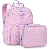 Chase Chic Toddler Backpack for Girls, Puffer Cute Lightweight Preschool Backpack with Lunch Box Set for Daycare Travel Kids Age 3-6,Pink Butterfly