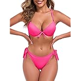 RELLECIGA Women’s Bikini Set High Cut Two Piece Swimsuit Push Up Underwire Bathing Suits
