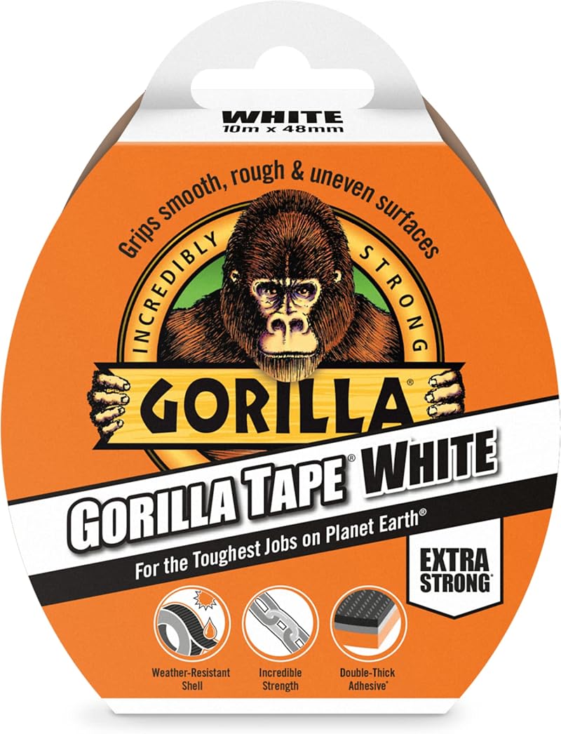 Gorilla Tape Duct Tape White 48mm x 10m 3044611 Tough Weather Resistant