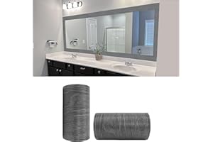 YESUS Dark Grey Wood Grain 3D 10M Wallpaper Frame Removable PVC Waterproof Peel and Stick Wallpaper,Bathroom Frame Sticker Wall Decor 3.93" x 32.8"