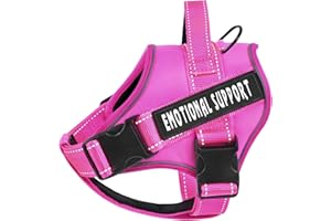 voopet Service Dog Harness, Emotional Support Pet Vest Harness, Reflective Breathable and Adjustable No-Pull ESA Dog Harness for Small Medium Large Dogs (with 4 PCS Removeable Tags)