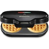Proctor Silex Double Mini Waffle Maker With 4&rdquo; Round Non-Stick Grids | Make 2 Personalized Individual Breakfast Keto Chaffles and Hashbrowns In 2 Minutes | PFAS-Free | Compact | Black | 26102MN