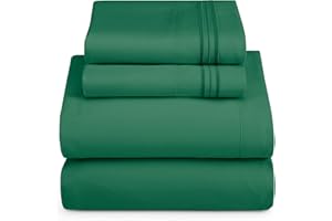 Hearth & Harbor Twin Size Sheets - 3 Piece Bed Sheet Set, Hotel Luxury Double Brushed Bed Sheets - Extra Soft Bedding Sheets & Pillowcases, Twin, Hunter Green