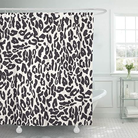 Amazon Qdylm シャワーカーテン迷彩黒い肌ヒョウ柄白抽象的なグラフィック自然シャワーカーテンセット12フック付き60 X 72インチ防水ポリエステル生地 シャワーカーテン ホーム キッチン オンライン通販