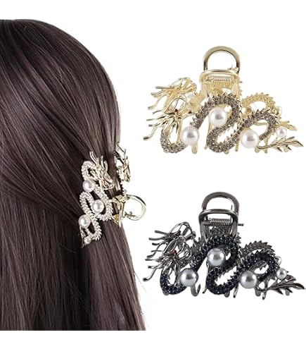 Zodiac Rhinestone Hair Claw Clip - Acetate Non-Slip Strong Hold for Thick Hair Amazon.com : Zinc Alloy Zodiac Dragon Hair Clip, Rhinestone  main image 3