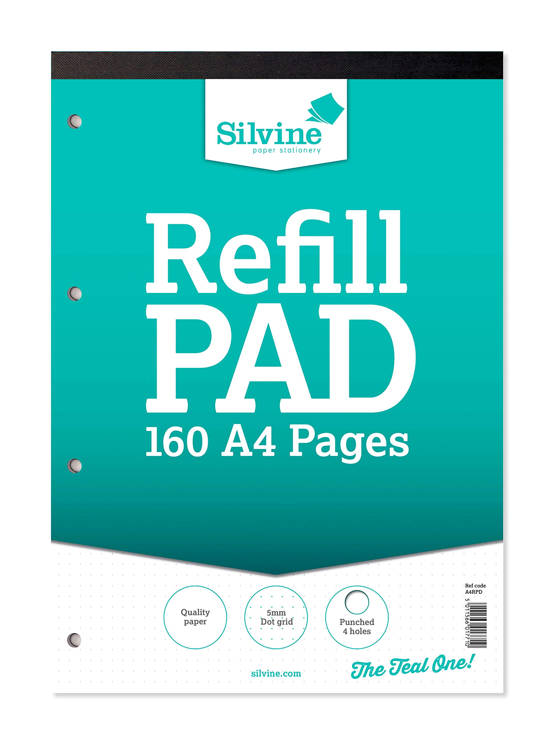 Silvine A4 Refill Pad - 5mm Grey Dot Grid (160 Pages) Single
