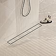 Neodrain 48 in Matte Black Linear Shower Drain with 2-in-1 Flat & Tile Insert Cover, 304 Stainless Steel Rectangle Shower Floor Drain,Floor Shower Drain