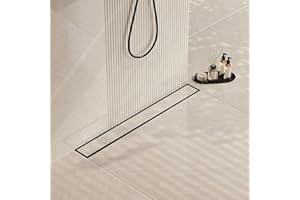 Neodrain 18 in Matte Black Linear Shower Drain- with 2-in-1 Flat & Tile Insert Cover, 304 Stainless Steel Rectangle Shower Floor Drain,Floor Shower Drain