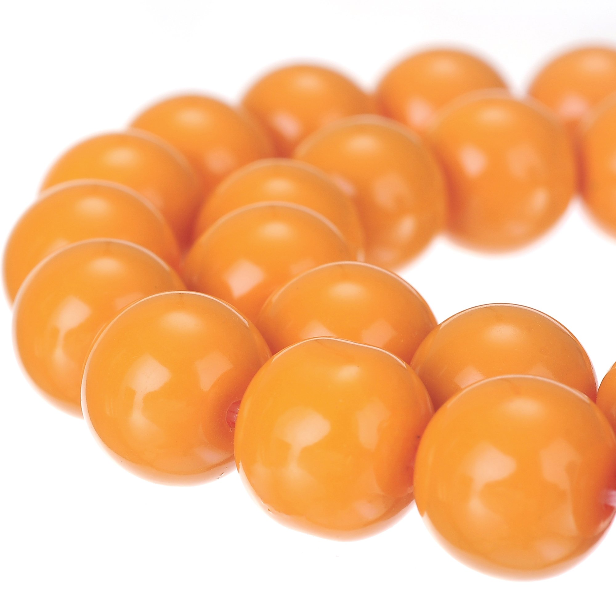 RUBYCA Round Opaque Painted Druk Czech Glass Beads Bulk Jewelry Making Supplies Strand (Orange, 10mm)