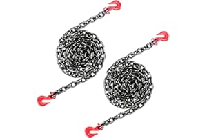 AYMMIC 3/8'' x 10FT Binder Chain, G80 Tow Chain with Clevis Grab Hooks,7,100Lbs Working Load Limit, Transport Tie Downs for Flatbed Trailers or Truck (2Pack)