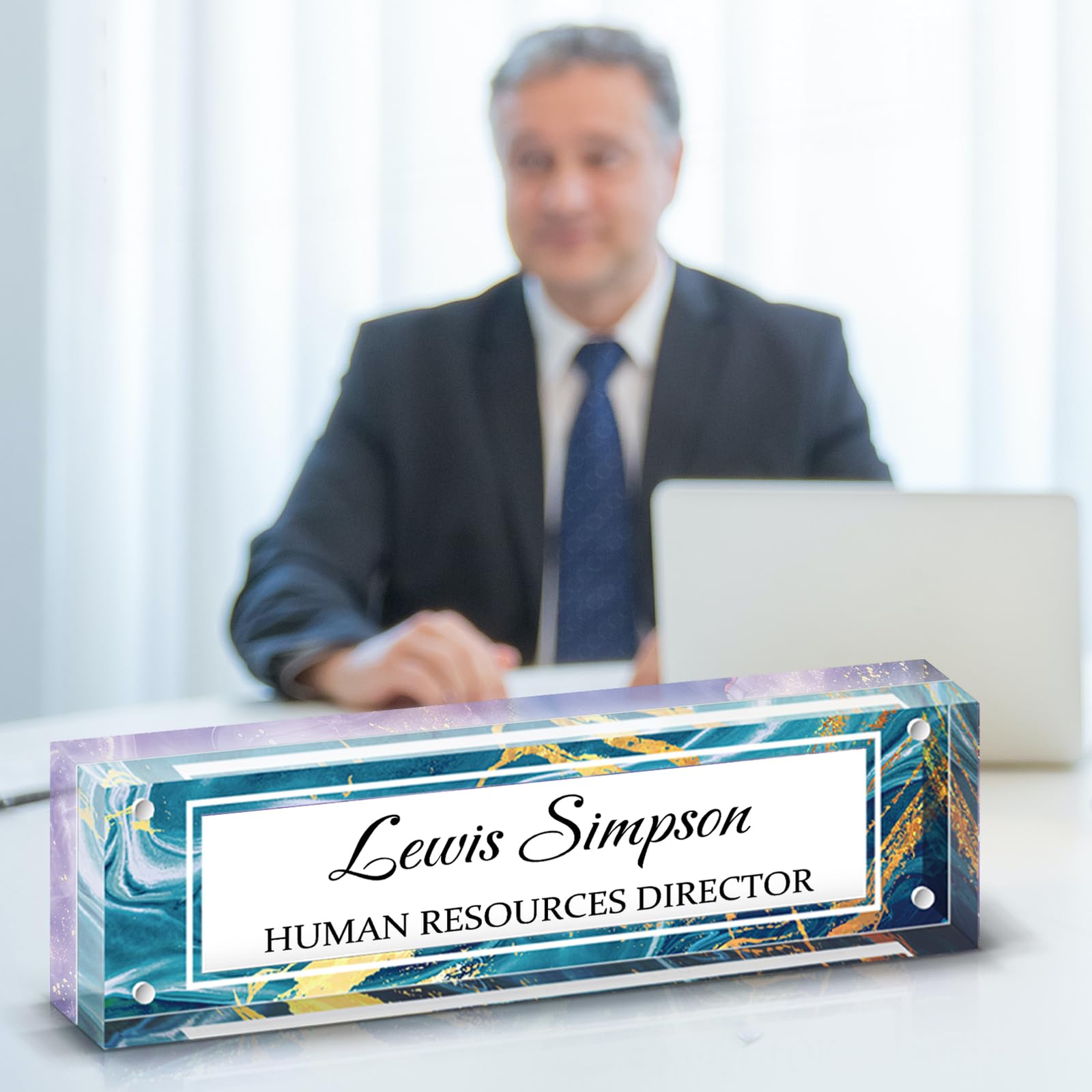HETOOSHI Name Plate for Desk, Desk Double Sided