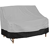 North East Harbor NEH Outdoor Patio Loveseat Sofa Furniture Cover - 70" W x 38" D x 35" H - Breathable Material, Sunray Protected, and Weather Resistant Storage Cover - Gray with Black Hem