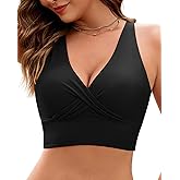 GRAPENT Bikini Top for Women Cropped Tankini Tops Beach Vacation Criss Cross Ruched Padded Bathing Suit Swim Top Only