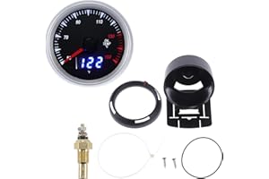 HOPESPANNER Oil Temp Temperature Gauge Meter Kit Silver Tone Engine Temp Gauge 2" 52mm White 50Degrees Celsius-150Degrees Cel