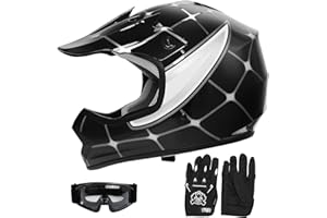 SLMOTO Youth Kids Motocross Offroad Street Helmet DOT Safety Youth Kids Helmet Dirt Bike Offroad Motorcycle Goggles Gloves