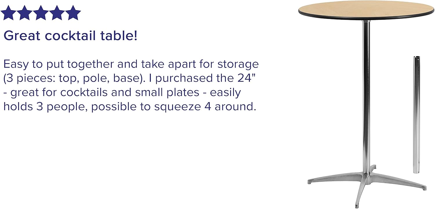 Flash Furniture 30'' Round Wood Cocktail Table with 30'' and 42'' Columns: Furniture & Decor