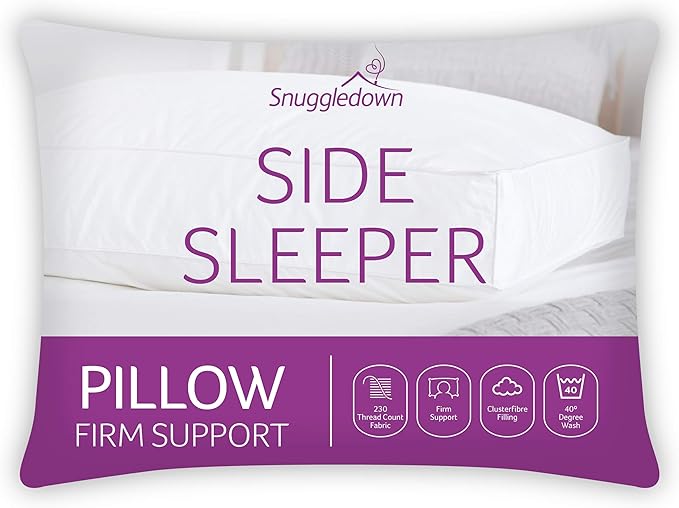Snuggledown Side Sleeper White Pillow Firm Support Designed for Side