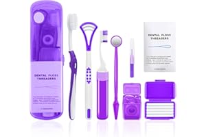 Portable Orthodontic Oral Care Kit - Orthodontic Dental Care Kit for Braces with Travel Case,Includes V/U-Shape Toothbrushes,