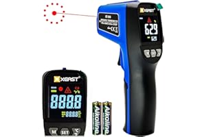 XEAST Infrared Thermometer Temperature Gun -58°F ~1076°F(-50~580℃), Digital Thermometer Temp Gun with Adjustable Emissivity & Max and Min Measure, Laser Temp Gun for Cooking, Pizza Oven, Grill & Engine
