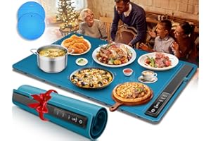 STAROCEAN Electric Warming Tray,Food Warming Mat,Silicone Food Warmer Mat,Electric Warming Mat for Food,Foldable Food Warmer Mat,Roll Up 3 Modes,Portable Food Warmers for Parties Buffet(2 Trivet Mats Included)